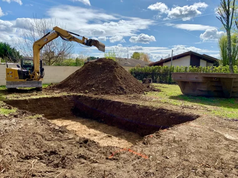 Terrassement pour une piscine, Nérac, ETPB Pascal Burlin